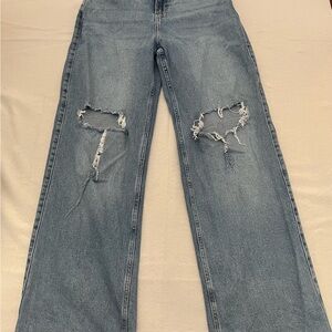Hollister Women's Distressed Straight Leg Jeans - Blue